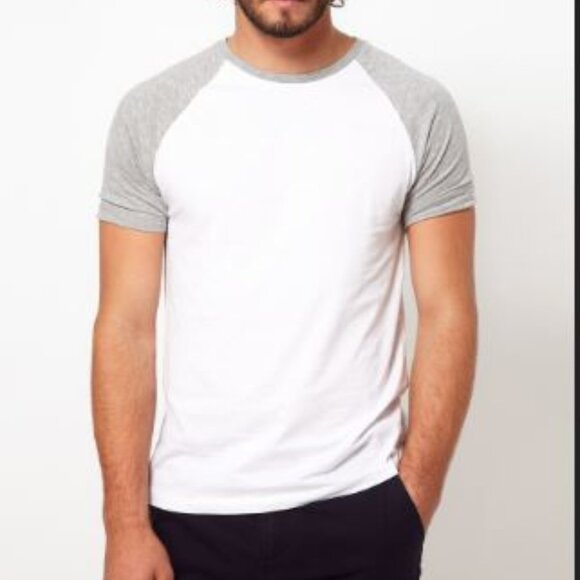 Old Navy color blocked Raglan Tee White & Gray Adult - Picture 1 of 1